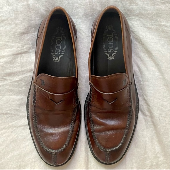 Tod’s Brown Leather Loafers - 9 - Picture 1 of 5